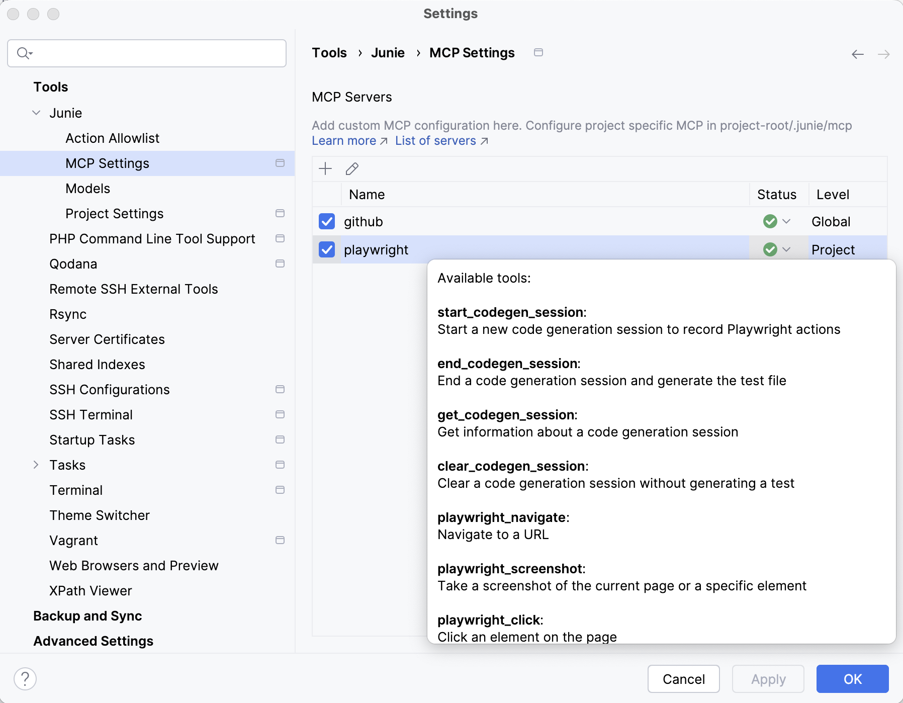 Junie available tools