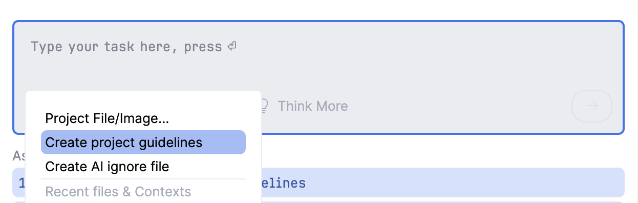 Junie create project guidelines