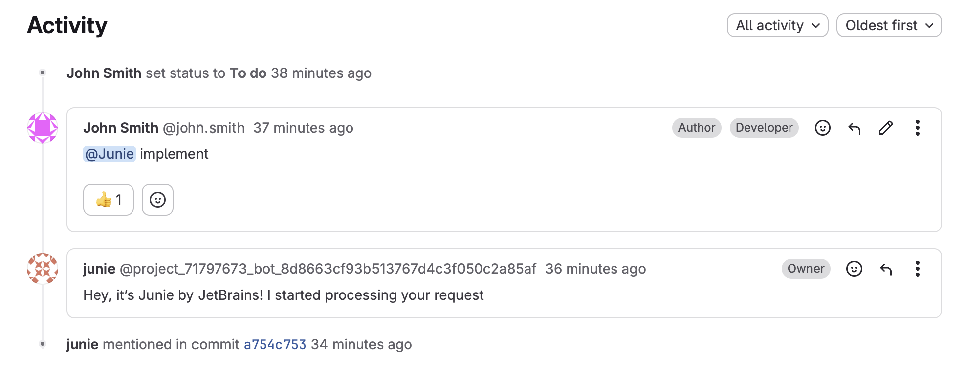 Junie gitlab issue comment