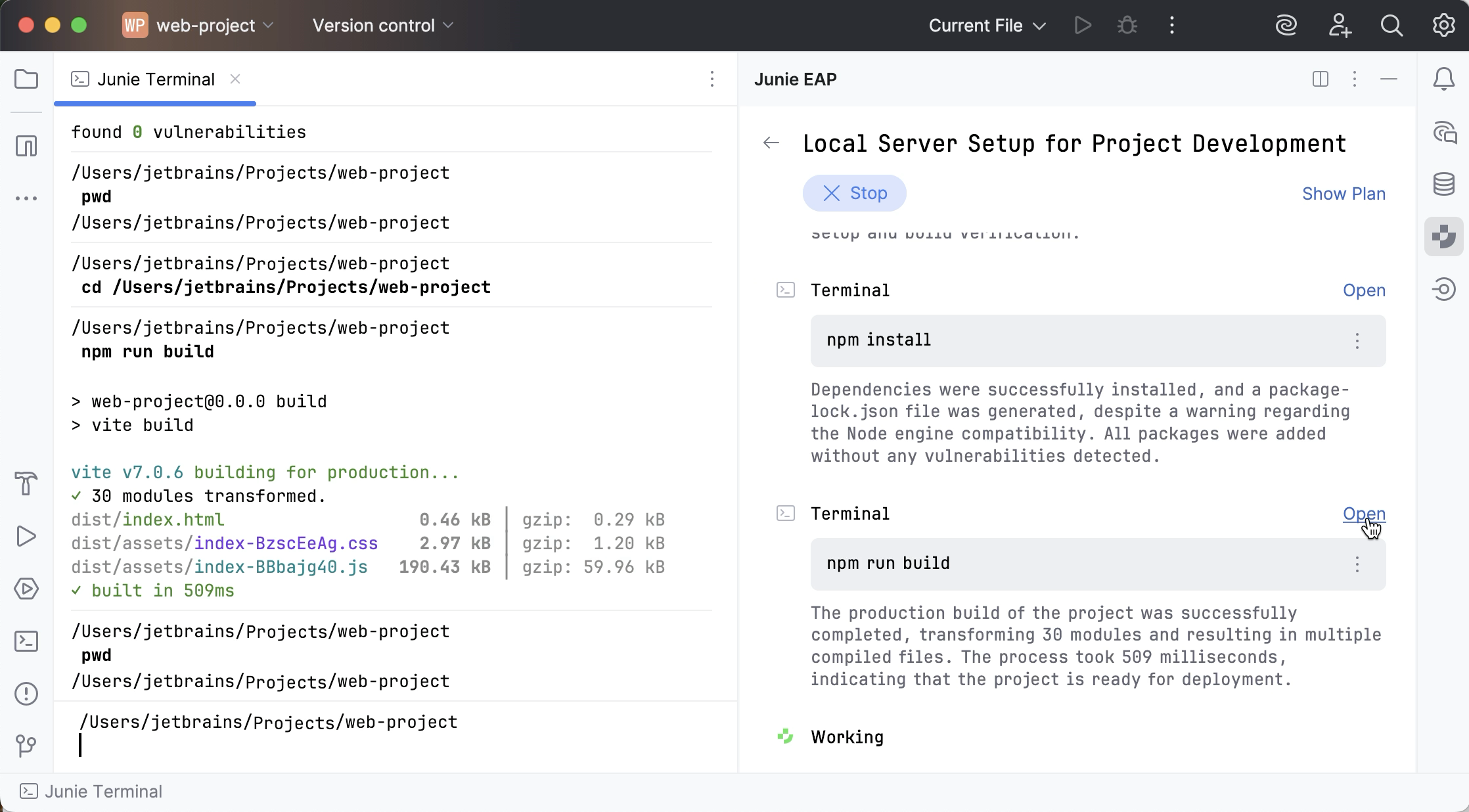 Open terminal animated