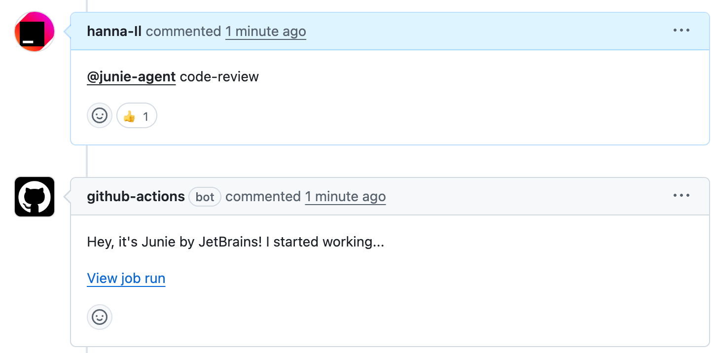 Trigger code review junie github action